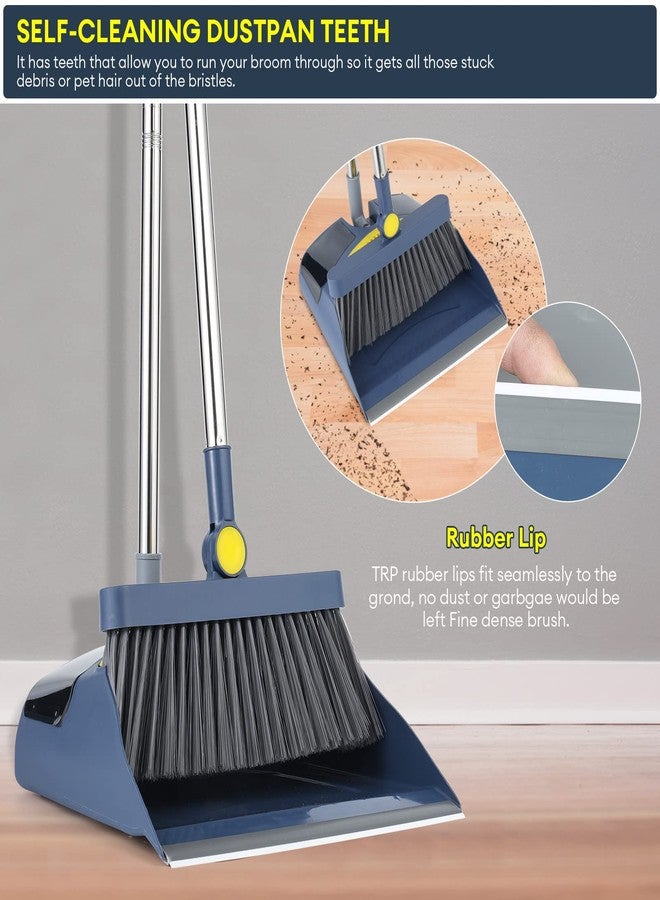 Lalafancy Magnetic Broom and Dustpan Set Cleans with Adjustable 52" Long Handle for Home Kitchen Room Office Lobby Floor Use Upright Stand Up Broom Dustpan Combo - Magnetic Automatic Buckle - Image 4